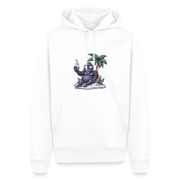 Gorilla Summer Beach Vacation - Men’s Premium Organic Hoodie - white - Front - Nico (187cm)