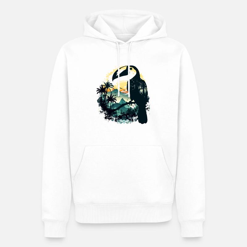 Tukan Vogel Urwald - Männer Premium Bio Hoodie - Weiß