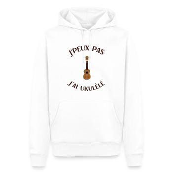 Ukulélé humour homme femme - Sweat à capuche Premium bio Homme - blanc - Devant - Nico (187cm)