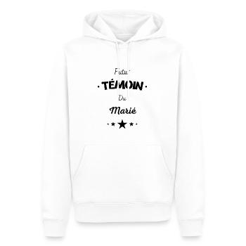 futur temoin du marie - demande témoin - Sweat à capuche Premium bio Homme - blanc - Devant - Nico (187cm)