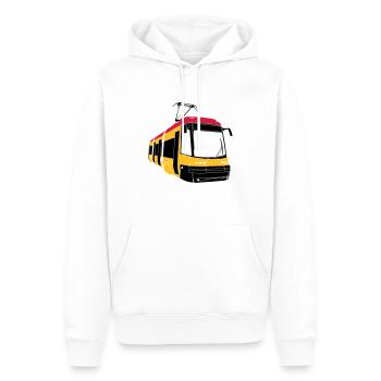 Tram 120 - Men’s Premium Organic Hoodie - white - Front - Nico (187cm)