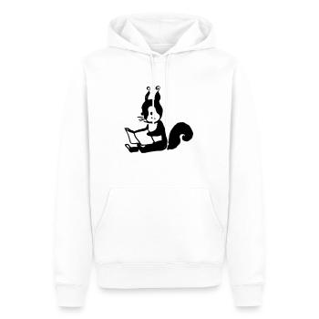 Squirrel Reads Book Illustration Gift - Men’s Premium Organic Hoodie - white - Front - Nico (187cm)