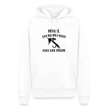 rendez-vous avec une truite - Sweat à capuche Premium bio Homme - blanc - Devant - Nico (187cm)