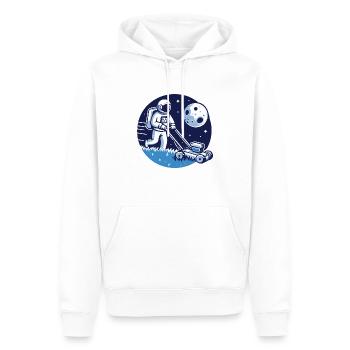 lustiger astronaut mäht den rasen, mond, weltall - Männer Premium Bio Hoodie - Weiß - Vorne - Nico (187cm)
