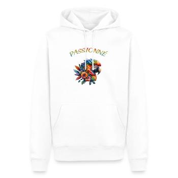 Passionné perroquet floral - Sweat à capuche Premium bio Homme - blanc - Devant - Nico (187cm)