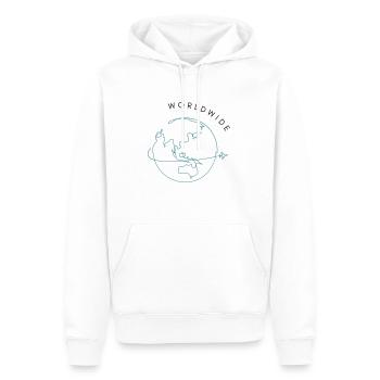 Weltweit reisen - Männer Premium Bio Hoodie - Weiß - Vorne - Nico (187cm)