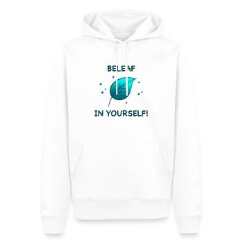 BELEAF IN YOURSELF! - Men’s Premium Organic Hoodie - white - Front - Nico (187cm)