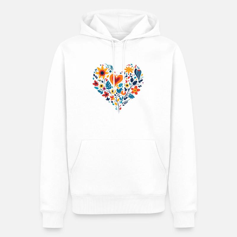 Blühendes Herz - Männer Premium Bio Hoodie - Weiß