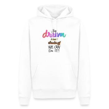 stop Dream and start doing - Männer Premium Bio Hoodie - Weiß - Vorne - Nico (187cm)