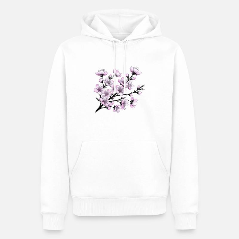 Kirschblüte - Männer Premium Bio Hoodie - Weiß