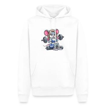 Gym Maus Babe - Männer Premium Bio Hoodie - Weiß - Vorne - Nico (187cm)