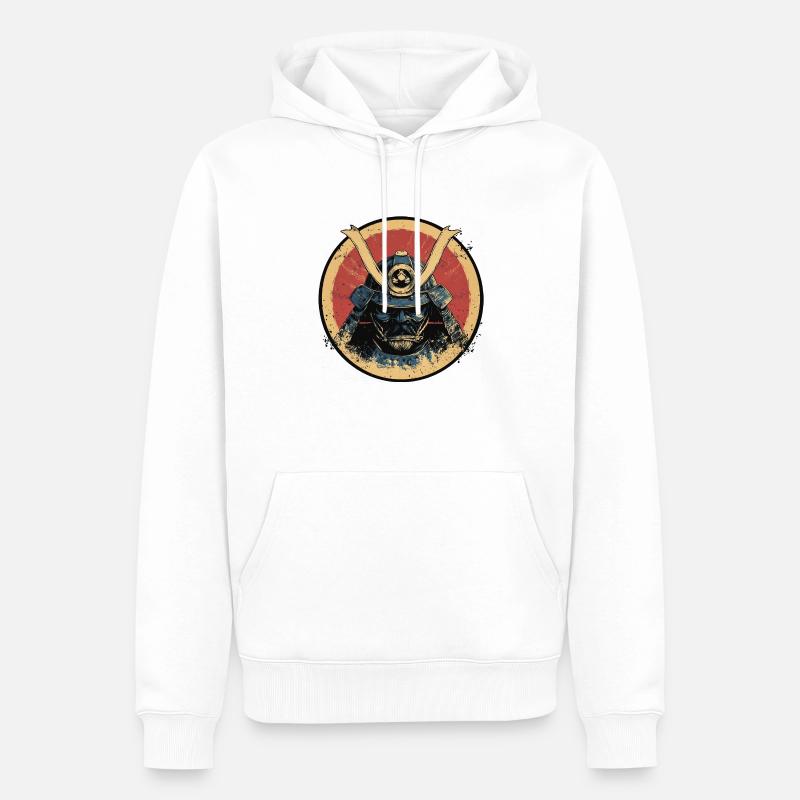 samourai helmet2 - Sweat à capuche Premium bio Homme - blanc