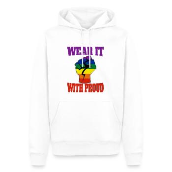 Mois de la fierté Love Gay Queer Gay bi - Sweat à capuche Premium bio Homme - blanc - Devant - Nico (187cm)