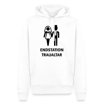 Endstation Traualtar (Bräutigam / Braut / JGA / B) - Männer Premium Bio Hoodie - Weiß - Vorne - Nico (187cm)