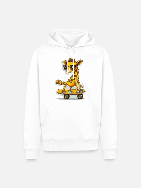 Skateboarding Giraffe - Männer Premium Bio Hoodie - Weiß