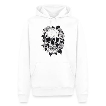 Totenkopf Totenschädel Rosen Gothic - Männer Premium Bio Hoodie - Weiß - Vorne - Nico (187cm)