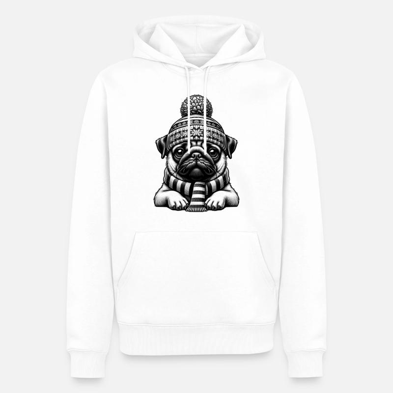 Mops - Männer Premium Bio Hoodie - Weiß