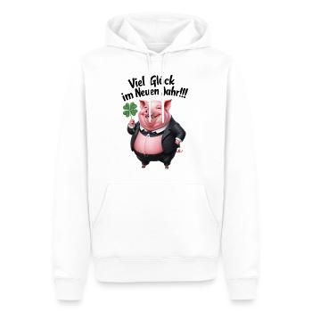 Silvester Neujahr Glückwunsch Neues Jahr Schwein - Männer Premium Bio Hoodie - Weiß - Vorne - Nico (187cm)