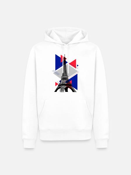Paris Tour Eiffel France City Skyline Art - Sweat à capuche Premium bio Homme - blanc