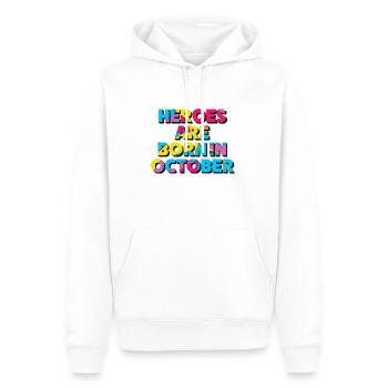 Les héros naissent en octobre - Sweat à capuche Premium bio Homme - blanc - Devant - Nico (187cm)