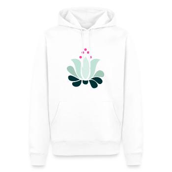 Lotus flower in pink and shades of green - Men’s Premium Organic Hoodie - white - Front - Nico (187cm)