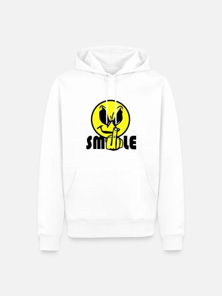 Smile Text Logo - Men’s Premium Organic Hoodie - white