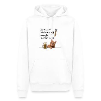Mann kann nicht von Bier alleine Leben Katze - Männer Premium Bio Hoodie - Weiß - Vorne - Nico (187cm)