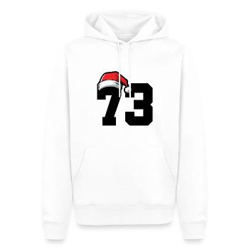 73 Numéro Noël - Sweat à capuche Premium bio Homme - blanc - Devant - Nico (187cm)