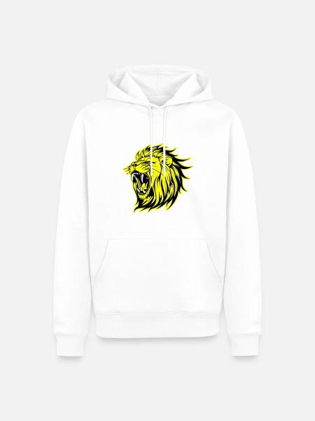 Lion Wild Head Leo - Men’s Premium Organic Hoodie - white