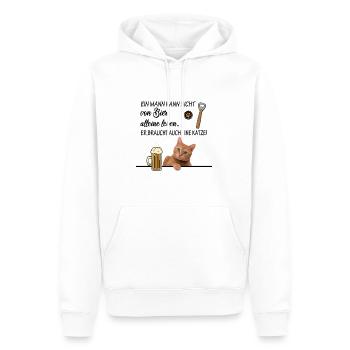 Katzen und Bier alles was ein Mann braucht Liebe - Männer Premium Bio Hoodie - Weiß - Vorne - Nico (187cm)