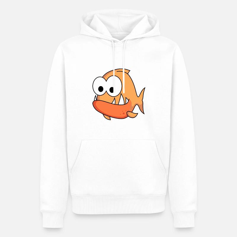 Piranha Comic Tier - Männer Premium Bio Hoodie - Weiß