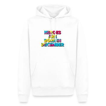 Les héros naissent en décembre - Sweat à capuche Premium bio Homme - blanc - Devant - Nico (187cm)