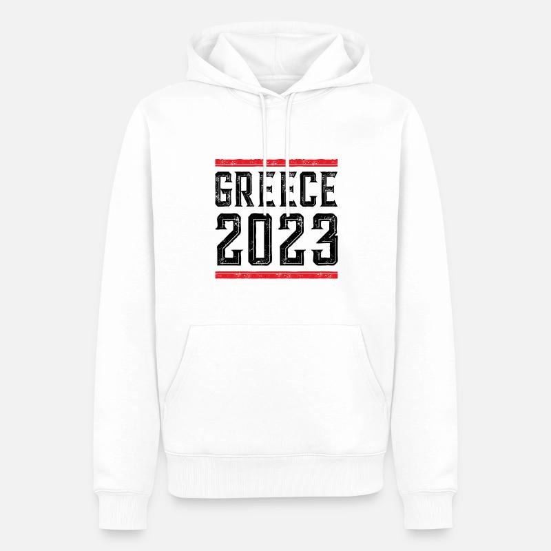 Grèce 2023 - Sweat à capuche Premium bio Homme - blanc