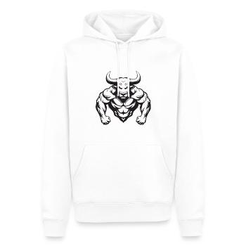 Bulle Stier Muskeln Workout Gym - Männer Premium Bio Hoodie - Weiß - Vorne - Nico (187cm)