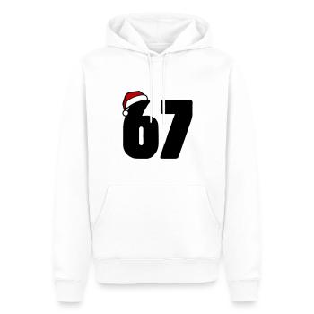 67 Numéro Noël - Sweat à capuche Premium bio Homme - blanc - Devant - Nico (187cm)