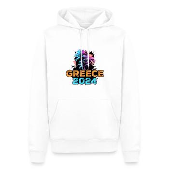Tournée Grèce 2024 - Sweat à capuche Premium bio Homme - blanc - Devant - Nico (187cm)
