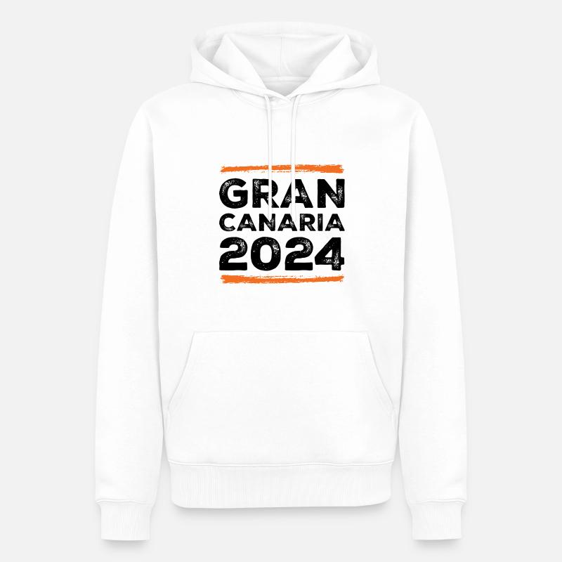 Devis Gran Canaria 2024 - Sweat à capuche Premium bio Homme - blanc
