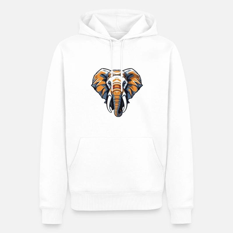 Elefant Kopf - Männer Premium Bio Hoodie - Weiß