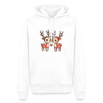 Couple De Cerfs Amoureux Animal Saint Valentin - Sweat à capuche Premium bio Homme - blanc - Devant - Nico (187cm)