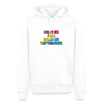Les héros naissent en septembre - Sweat à capuche Premium bio Homme - blanc - Devant - Nico (187cm)