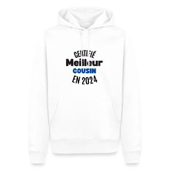 Zertifizierter bester Cousin im Jahr 2024 - Männer Premium Bio Hoodie - Weiß - Vorne - Nico (187cm)