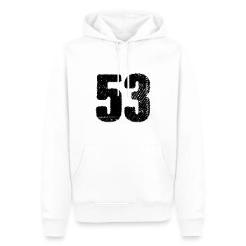 Maillot à 53 numéros - Sweat à capuche Premium bio Homme - blanc - Devant - Nico (187cm)