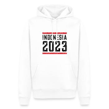 Indonesia 2023 - Männer Premium Bio Hoodie - Weiß - Vorne - Nico (187cm)