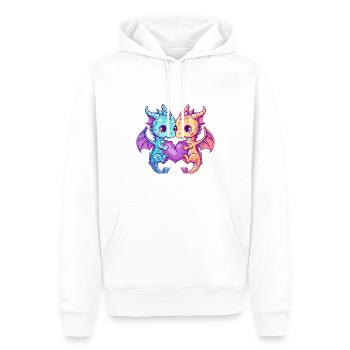 Dragon Couple Amoureux Animal Saint Valentin - Sweat à capuche Premium bio Homme - blanc - Devant - Nico (187cm)