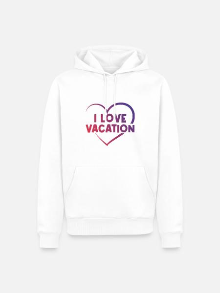 Ich liebe Urlaub Herz - Männer Premium Bio Hoodie - Weiß