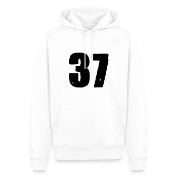 Maillot numéro 37 - Sweat à capuche Premium bio Homme - blanc - Devant - Nico (187cm)