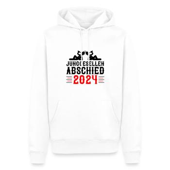 Enterrement de vie de garçon 2024 - Sweat à capuche Premium bio Homme - blanc - Devant - Nico (187cm)