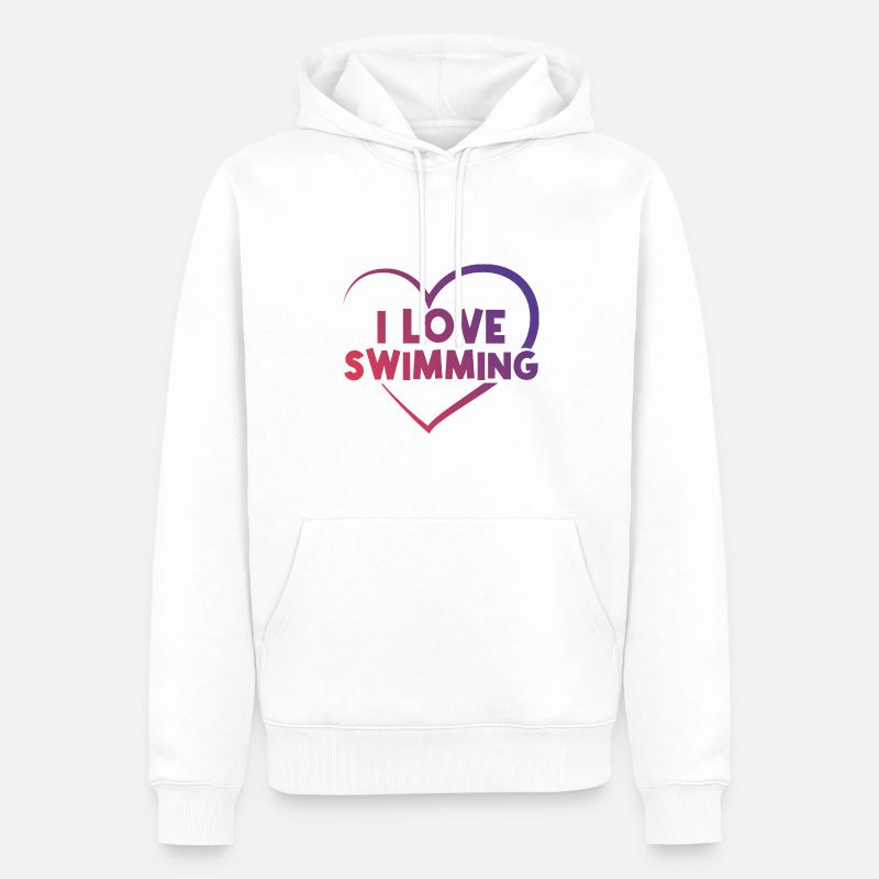 J’adore nager - Sweat à capuche Premium bio Homme - blanc
