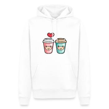 Coffee to go Paar Liebe Herz Kaffee Valentinstag - Männer Premium Bio Hoodie - Weiß - Vorne - Nico (187cm)