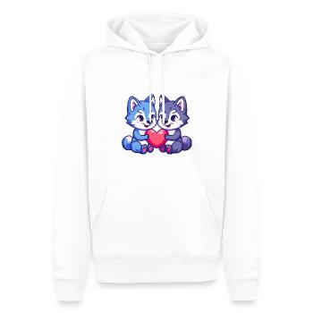 Couple de loups amoureux Animal Saint-Valentin - Sweat à capuche Premium bio Homme - blanc - Devant - Nico (187cm)